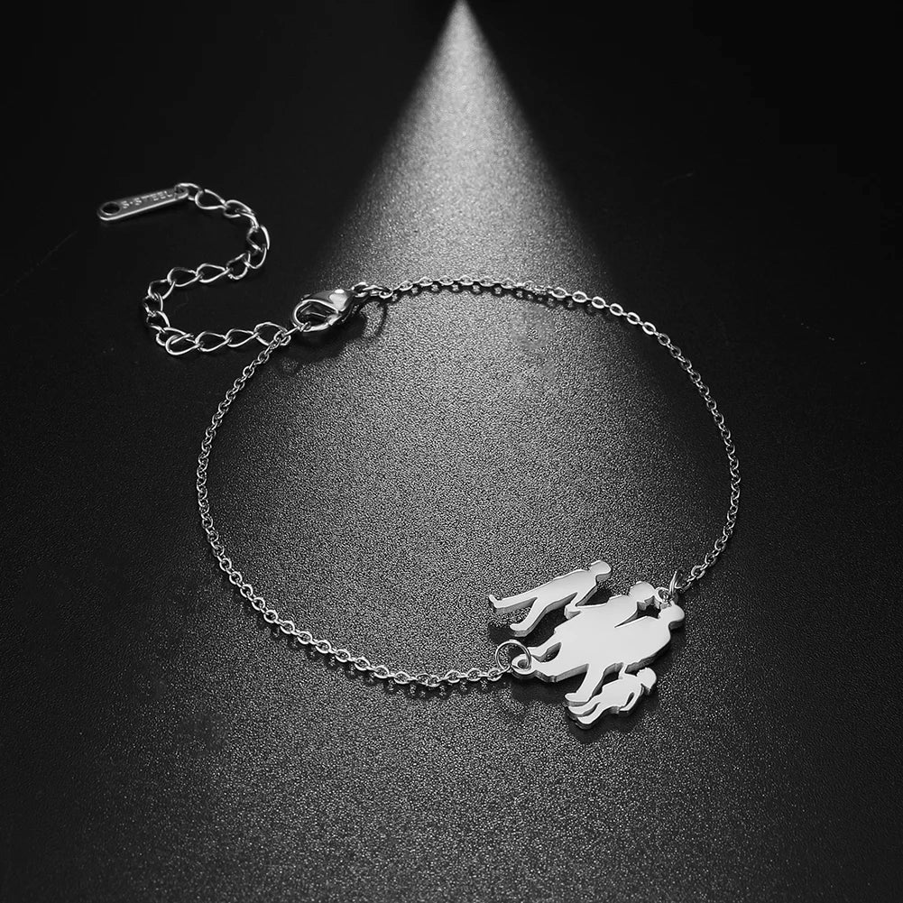 Unift Pulsera de cadena de acero inoxidable para mujeres embarazadas, brazalete con colgante para niños, papá, mamá, a la moda, regalo para el día de la madre， pulseras mujer