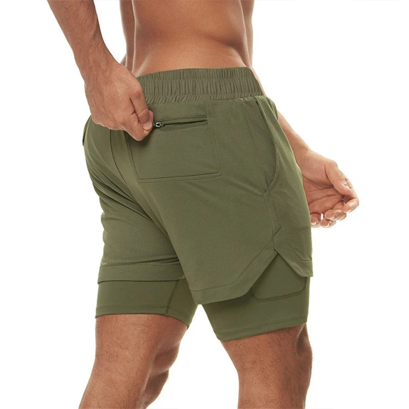 Wholesale 2 in 1 Tight Compression Fitness Shorts With Towel Loop Men Custom Logo Workout Running Gym Shorts