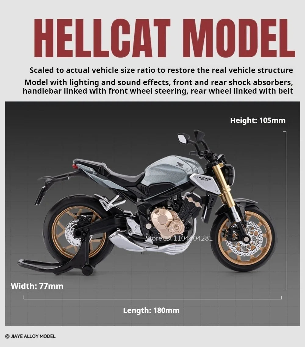 1:12 Honda CB650 CB400F juguetes de coches de aleación fundida modelos dirección de la rueda delantera de la motocicleta con vehículos ligeros de sonido coleccionar adornos