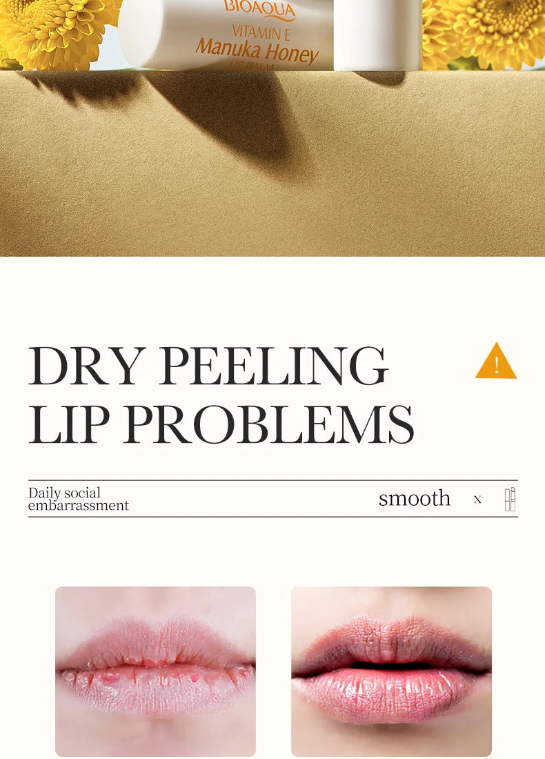 BIOAOUA vitamina E miel bálsamo labial hidratante antigrietas nutritivo lápiz labial labios productos para el cuidado de la piel