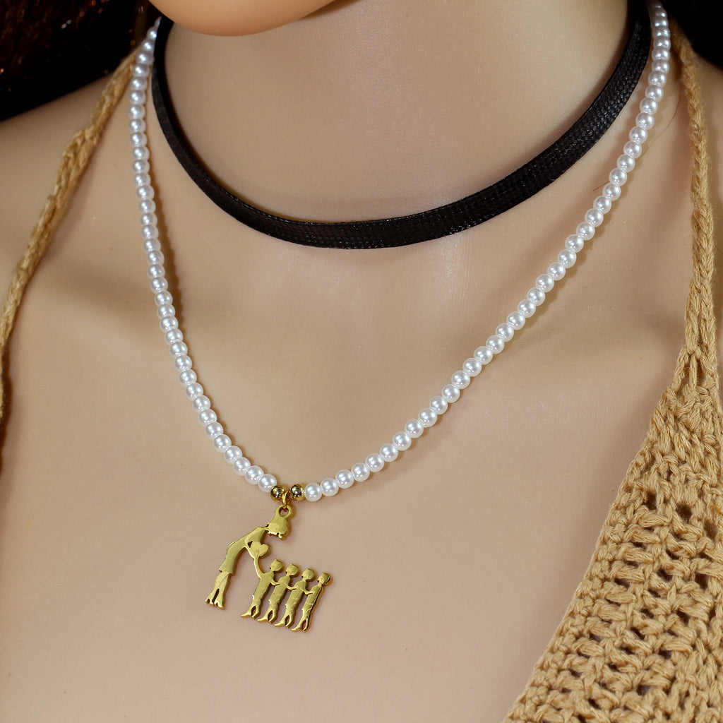 Collar con colgante de perlas para mamá y niño, accesorios decorativos creativos y elegantes, amor, hijo e hija, regalo de cumpleaños para el día de la madre y vacaciones