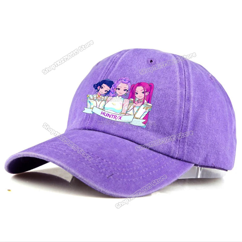 Gorras de Béisbol Retro Lavadas KPop Demon Hunters para Mujer y Niña, Gorras Snapback, Sombreros para el Sol, Gorra con Visera para Viajes al Aire Libre, Gorra Hip Hop Dad Hat