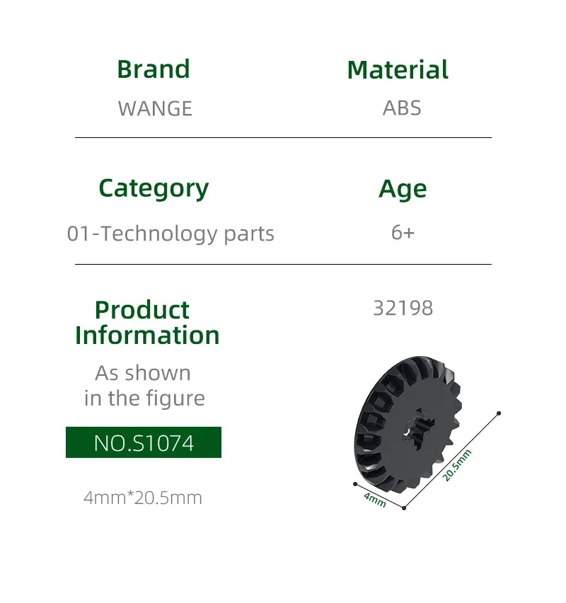 Wange157uds./lote 32198 bloques de construcción cónicos de 20 dientes, accesorios técnicos MOC compatibles con bloques, juguetes para niños, caja de regalo