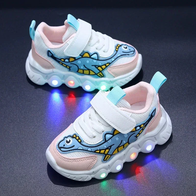 Zapatillas LED informales con bonitos dibujos para niños, zapatos para niñas, zapatos de iluminación transpirables de malla, zapato iluminado para bebés