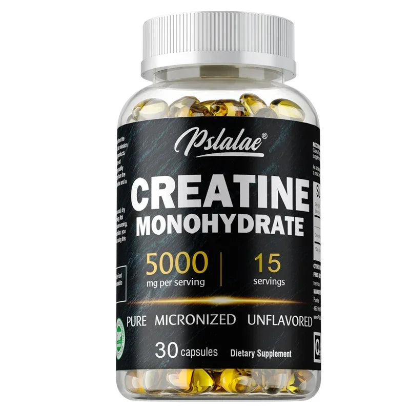 Monohidrato de creatina: aumenta la fuerza muscular, promueve el crecimiento muscular, mejora el rendimiento atlético, vegetariano, sin gluten