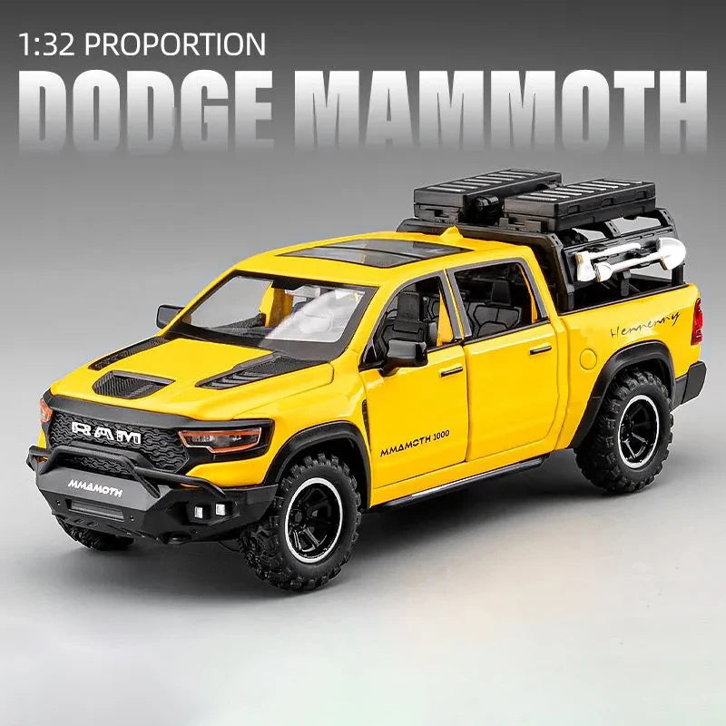 1:32 Dodge RAM Mammoth camioneta todoterreno aleación coche de juguete modelo sonido y luz colección regalo para niños chico