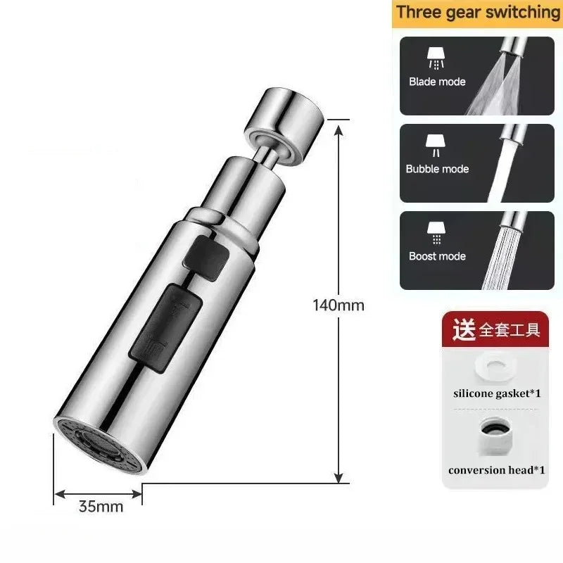 Cabezal de Grifo de Cocina Premium con 3 Modos, Antisalpicaduras, de Aleación Metálica, Ahorrador de Agua, Filtro de Ducha Ajustable para Fregadero Universal