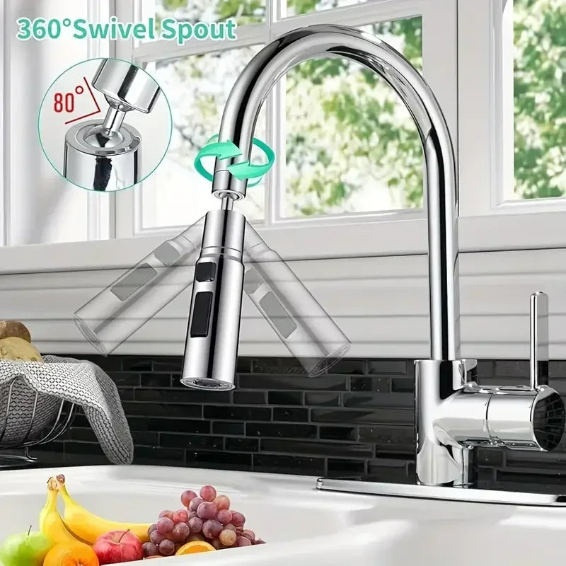 Cabezal de Grifo de Cocina Premium con 3 Modos, Antisalpicaduras, de Aleación Metálica, Ahorrador de Agua, Filtro de Ducha Ajustable para Fregadero Universal