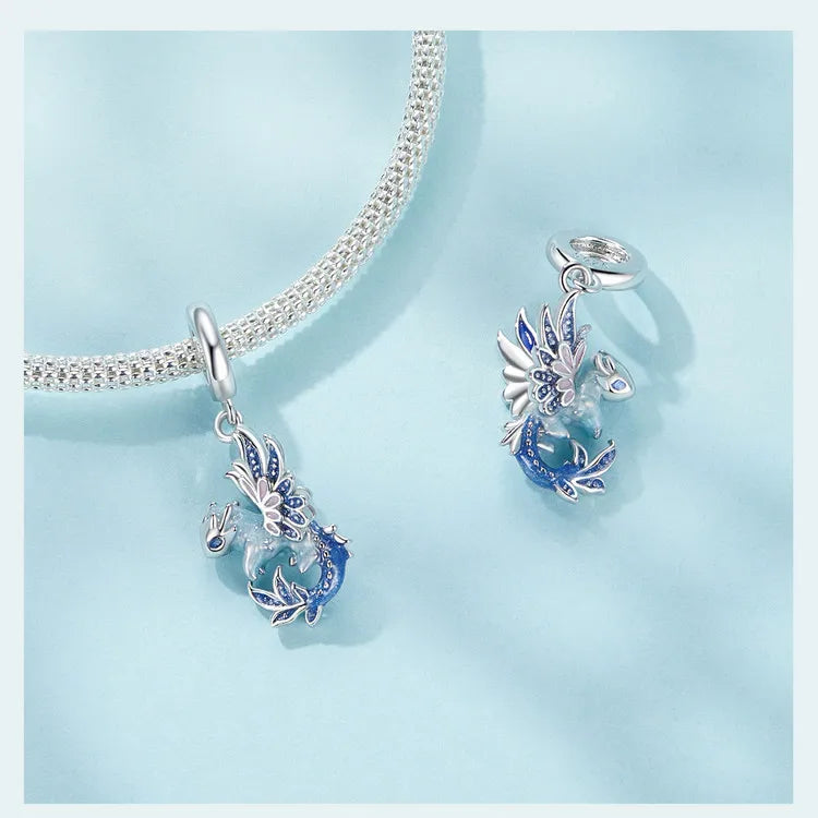 WOSTU-Colgante de estrella de dragón volador esmaltado de Plata de Ley 925, colgante de corazón, amor, supermomo, compatible con pulsera DIY, regalo para el día de la madre