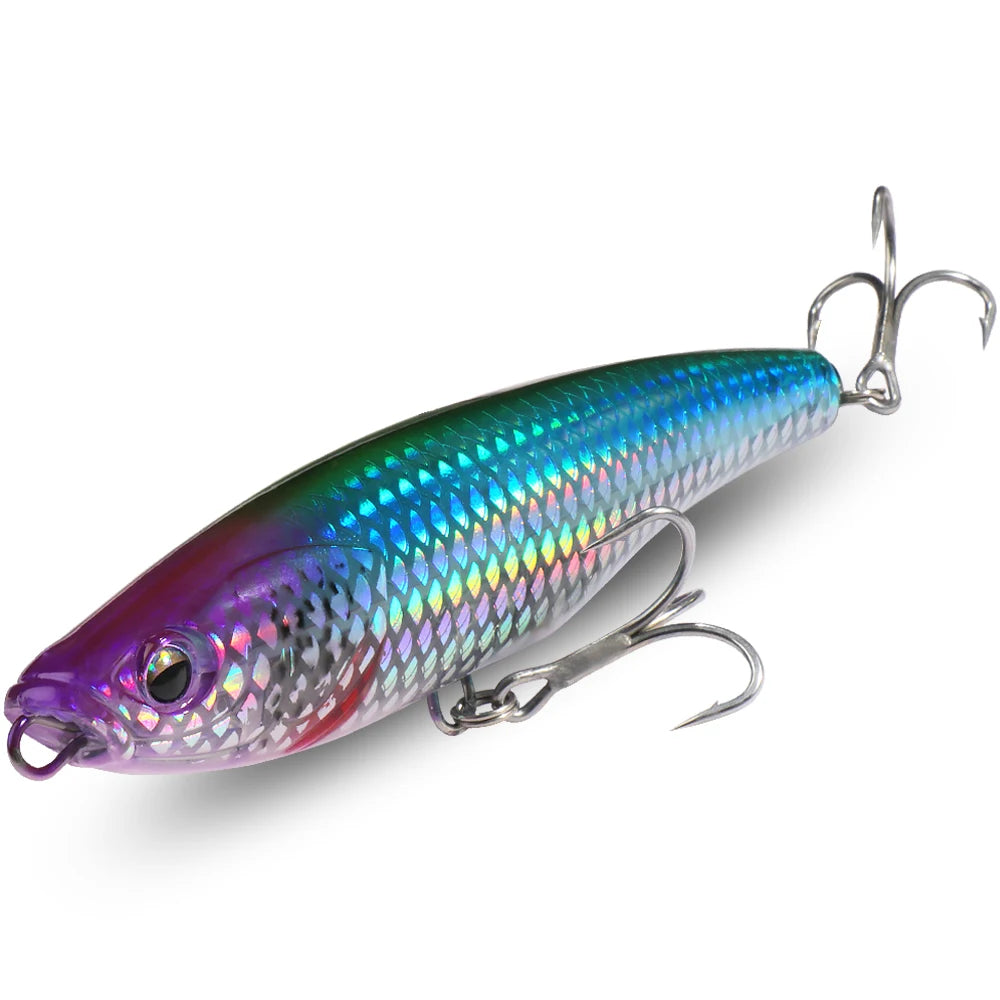 Señuelo tipo lápiz que se hunde, 53g, 10,5 cm, anzuelo Popper para agua salada, Swimbait, Pesca de fundición larga, Wobbler, Pesca en el mar, Crankbait Gear, cebo de silicona