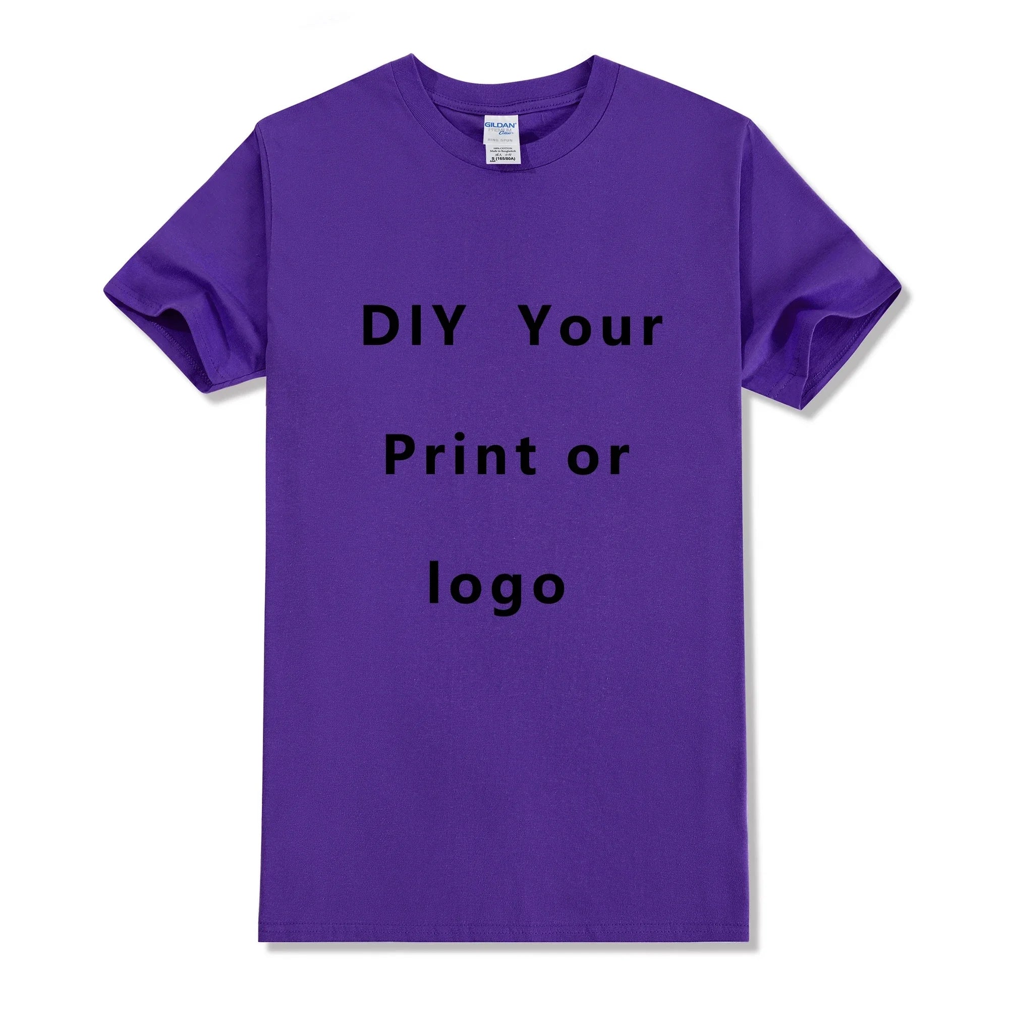 Camisa de manga corta de Color sólido con cuello redondo de algodón puro 100%, libre para agregar su propio diseño, camiseta informal suave, camiseta personalizada