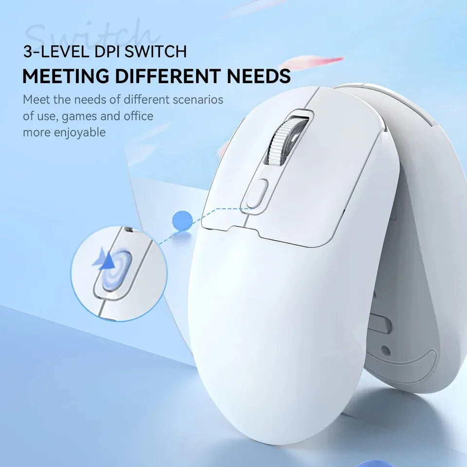 Ratón inalámbrico de 2,4G, Bluetooth 5,4, ratón ergonómico para juegos, ratón de 800-1200-1600 DPI, ratón de oficina recargable para PC y portátil