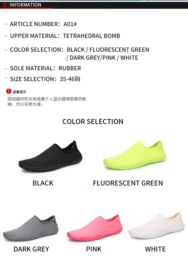 Zapatos acuáticos Unisex para parejas, zapatos de natación antideslizantes de suela blanda acolchados para exteriores, zapatos de playa de secado rápido para esnórquel, zapatos de Fitness