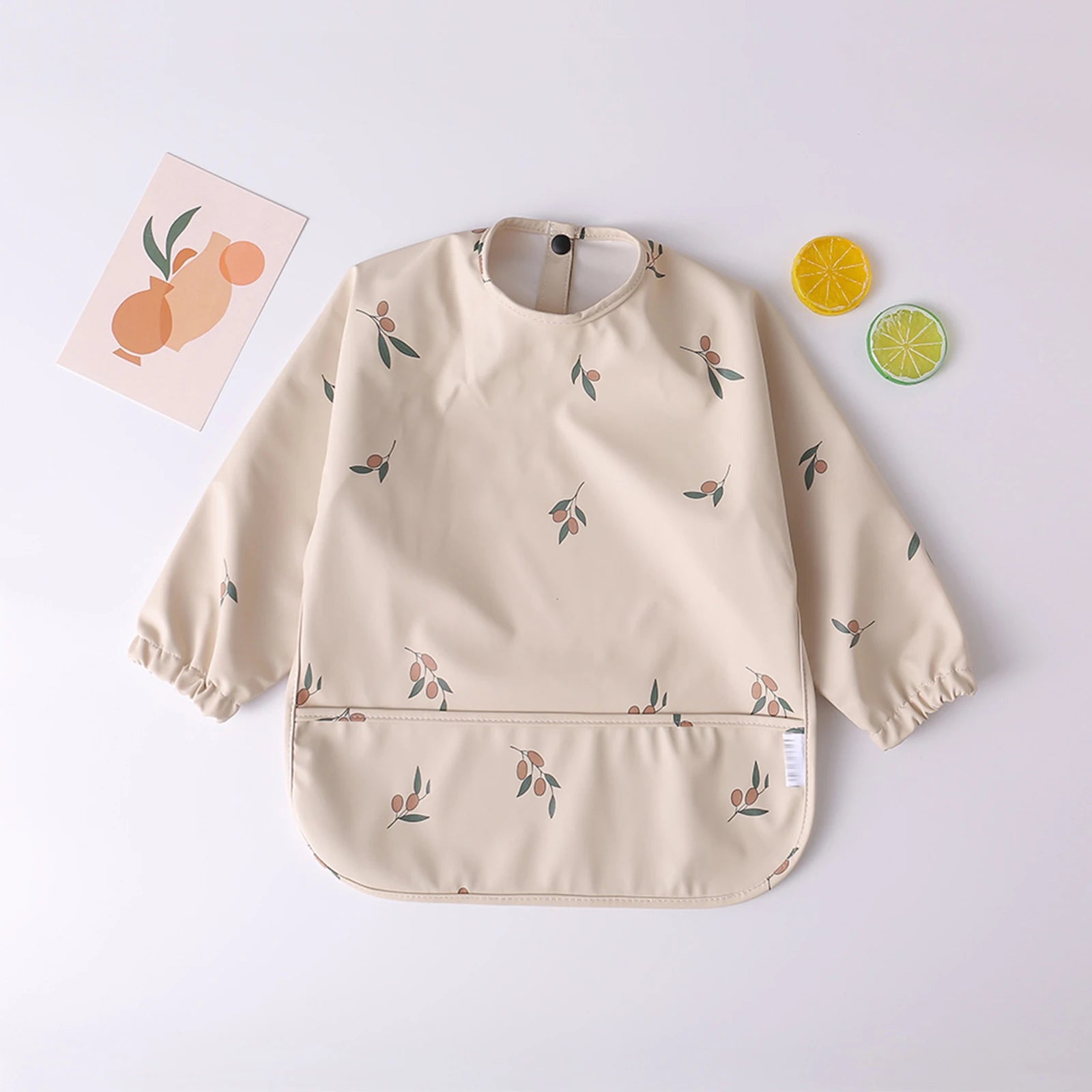 Bufanda de manga larga para bebés y niños pequeños, bata artística impermeable, babero para alimentar, delantal con bolsillo, Baberos Bandana de tela para eructar para niños y niñas