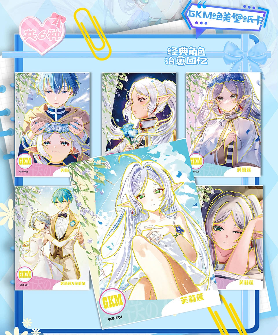 Frieren: Tarjeta de colección de Anime Beyond Journey's End, hermosa y exquisita tarjetas de personajes de raíz de billete láser, juguetes de mesa familiares