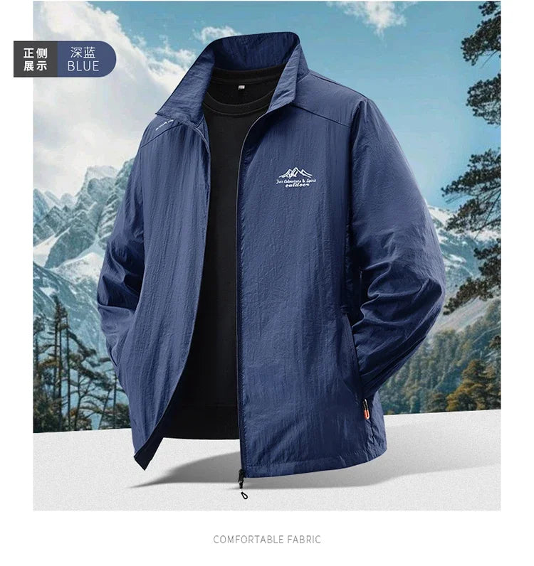 2025 Chaqueta de protección solar de verano para hombre, ultraligera, fina, agradable a la piel, transpirable, a prueba de rayos UV, abrigo protector solar de seda helada para pesca