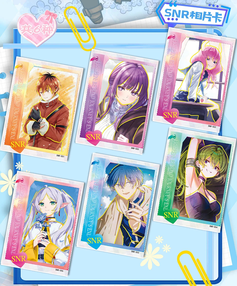 Frieren: Tarjeta de colección de Anime Beyond Journey's End, hermosa y exquisita tarjetas de personajes de raíz de billete láser, juguetes de mesa familiares