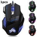 Ratón óptico con cable para juegos, periférico ergonómico retroiluminado con 7 botones, 5500 DPI, ajustable, para PC, ordenador de escritorio
