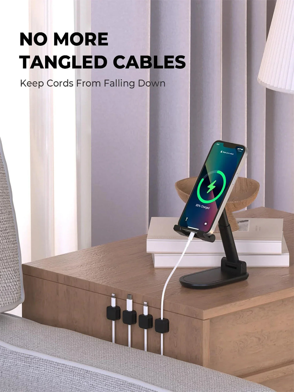 Clips para cables magnéticos Soporte para cables ajustable |   Organizador adhesivo debajo del escritorio Mgmt para mesita de noche de escritorio de pared de coche de oficina en casa