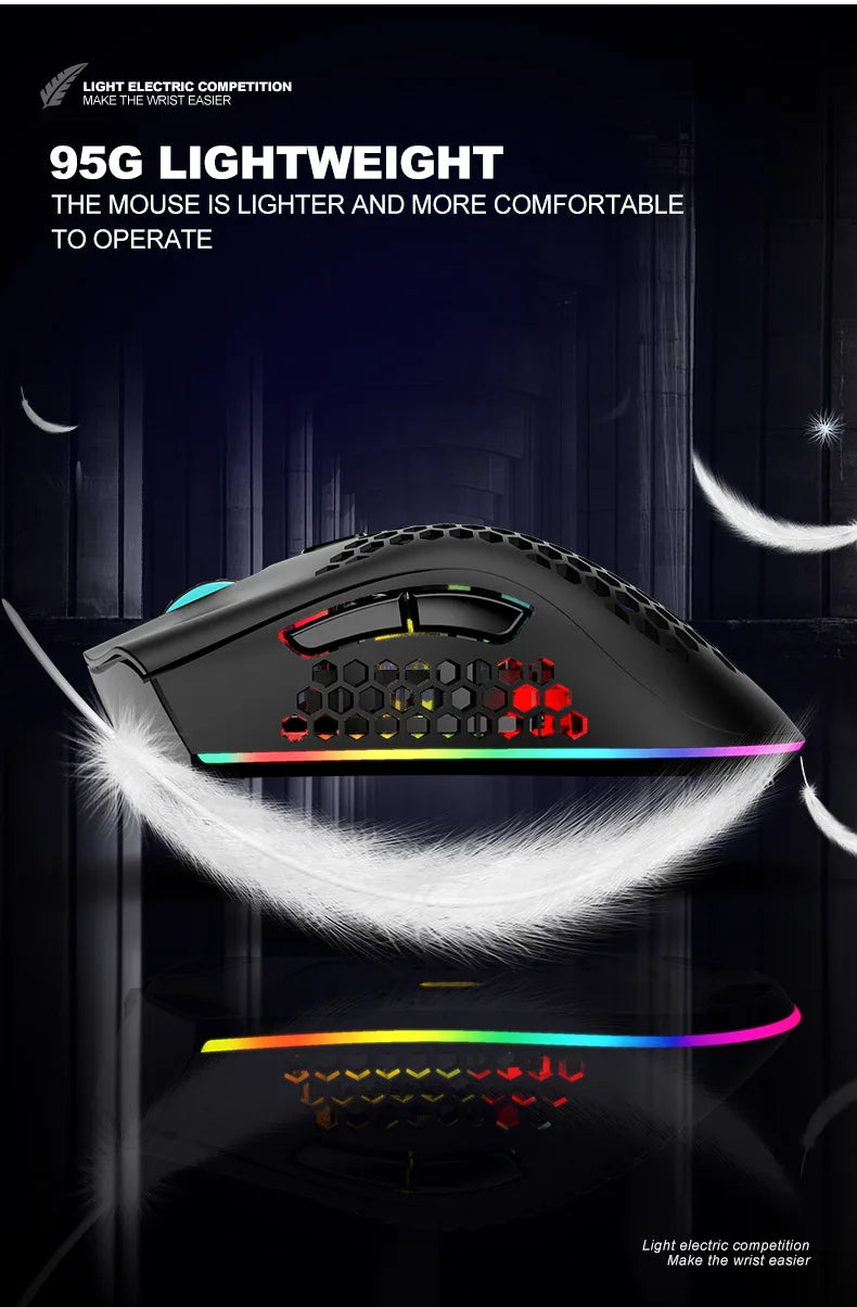 Ratón inalámbrico BM600 para juegos, periférico con luz RGB, recargable por USB, 2,4G, bonito