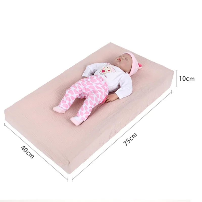 Sábana ajustable para cuna de muselina arrugada de algodón 100% para bebé, suave, transpirable, Color sólido, funda de colchón para cuna de bebé, ropa de cama