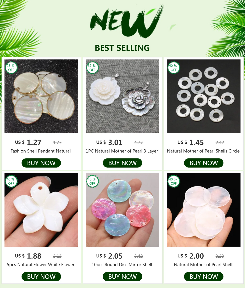 Conchas naturales de agua dulce para mujer, cuentas de conchas de perlas de animales, pendientes hechos a mano, pulseras, accesorios de joyería, 5 piezas