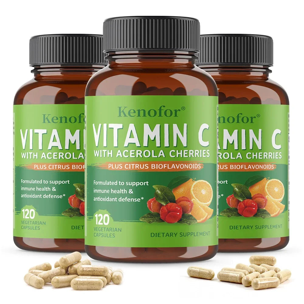 Comida integral vegana vitamina C, dos ingredientes (polvo y cítricos de cereza de acerola entera orgánica), soporte inmunológico, sin OGM