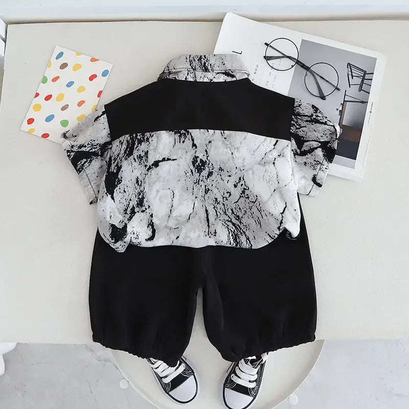Verano niños estilo nacional ropa para niños camisa pantalones cortos 2 unids/set ropa de moda para niños chándal 1 2 3 4 5 años