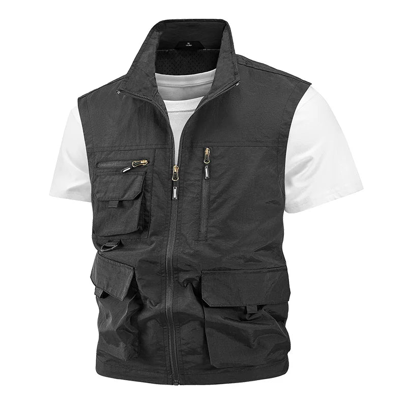 Chaqueta de caza para acampar, chaleco de trabajo para hombre, cortavientos táctico, talla grande, Golf, sin mangas, pesca, abrigo impermeable, chaleco de verano