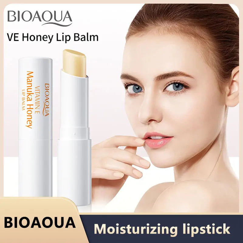 BIOAOUA vitamina E miel bálsamo labial hidratante antigrietas nutritivo lápiz labial labios productos para el cuidado de la piel