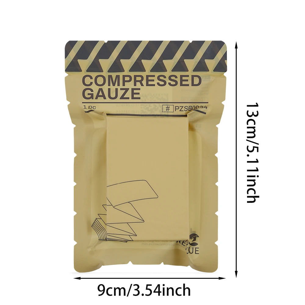 Gasa Comprimida RHINO RESCUE, Plegado en Z, Algodón, Alta Absorbencia, Envasado al Vacío, Kit IFAK, Seguridad para Senderismo y Camping al Aire Libre