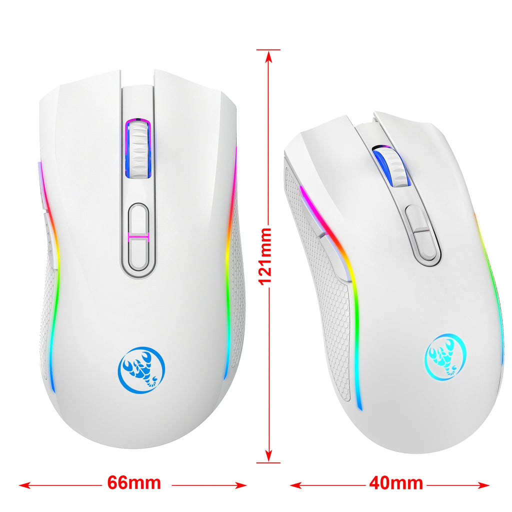 Ratón para juegos RGB inalámbrico recargable 2,4G, ratón retroiluminado ergonómico para juegos para ordenador portátil y PC