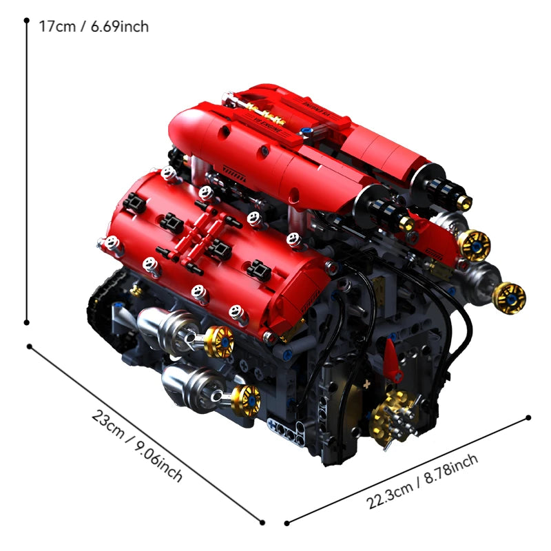 Modelo de motor técnico V8, juego de bloques de construcción con Motor eléctrico, ensamblaje MOC, ladrillos, juguete para niños, regalos de cumpleaños y Navidad, 1370 Uds.