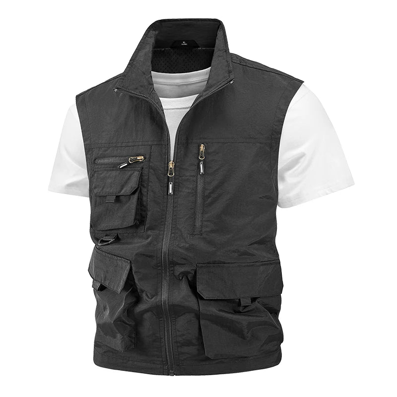 Chaqueta de caza para acampar, chaleco de trabajo para hombre, cortavientos táctico, talla grande, Golf, sin mangas, pesca, abrigo impermeable, chaleco de verano