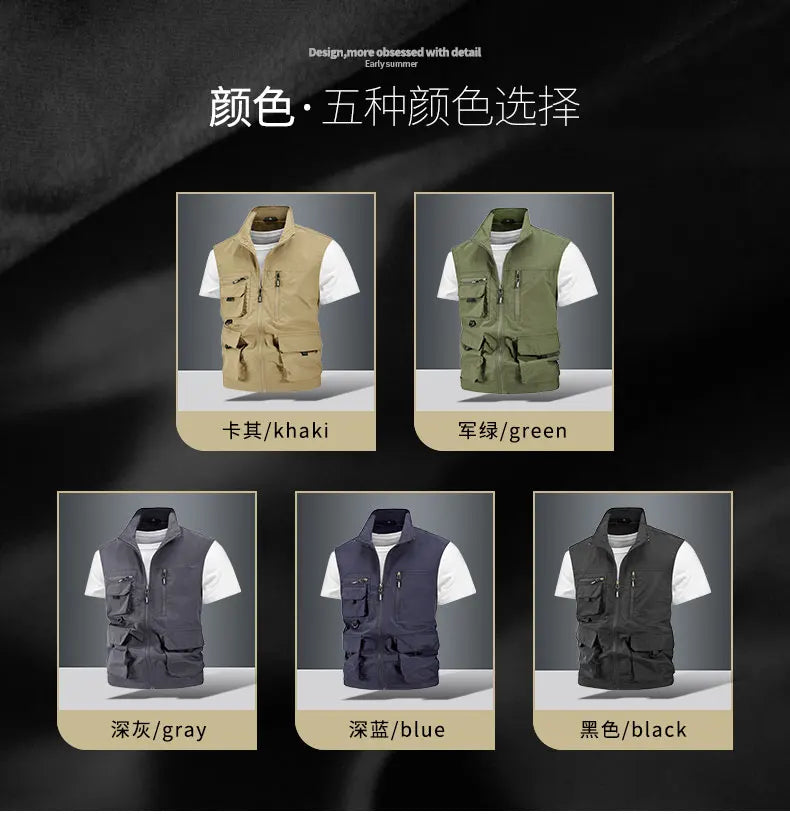 Chaqueta de caza para acampar, chaleco de trabajo para hombre, cortavientos táctico, talla grande, Golf, sin mangas, pesca, abrigo impermeable, chaleco de verano