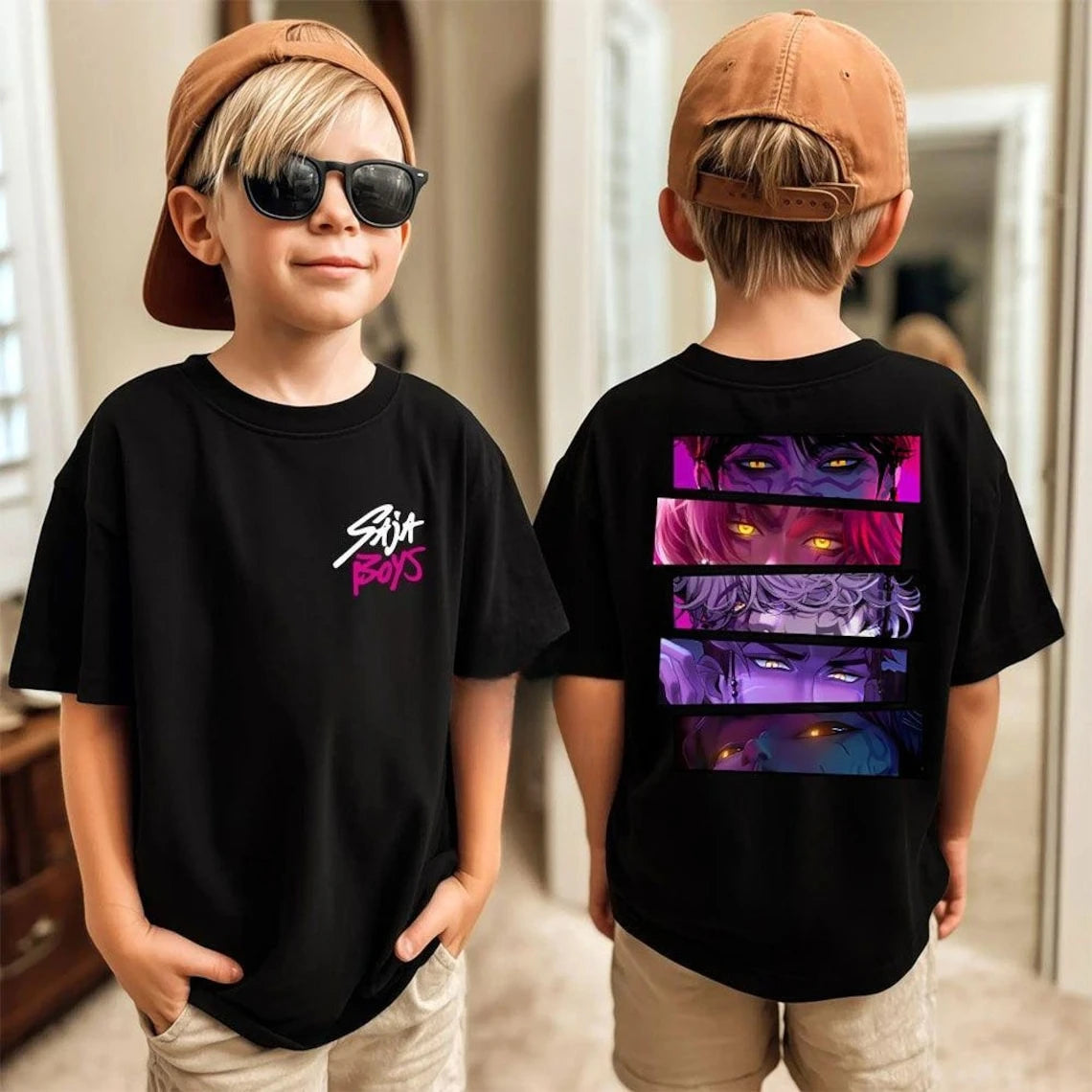 Camiseta Kpop Demon Hunters para niños, camiseta de manga corta para mujer, camiseta Saja para niños, camiseta Kpop Demon Hunters, ropa familiar para niños y niñas