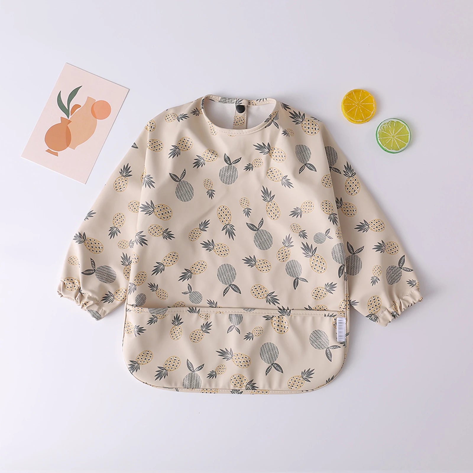Bufanda de manga larga para bebés y niños pequeños, bata artística impermeable, babero para alimentar, delantal con bolsillo, Baberos Bandana de tela para eructar para niños y niñas