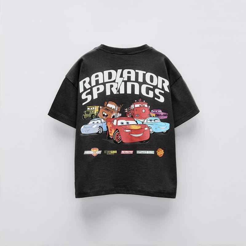 Camisetas de dibujos animados de coche, Tops para niño, ropa de moda de verano para niños, ropa de manga corta, camisetas con estampado, camiseta informal holgada