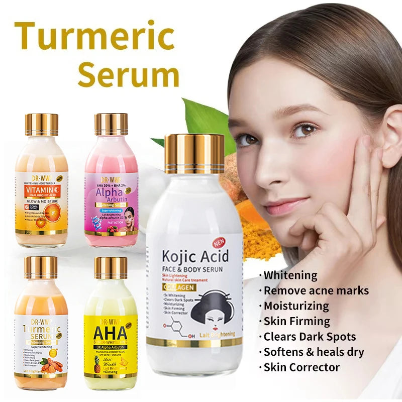 Esencia de 125 ml con Arbutina/Cúrcuma/Vitamina C para una Piel Radiante, Hidratante y Reafirmante, Esencia Líquida con AHA/Papaya/Glutatión/Ácido Kójico