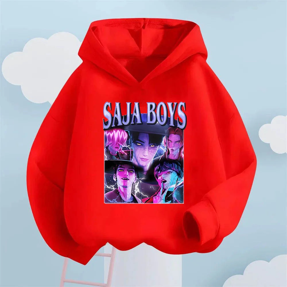 Sudadera con capucha Kpop para hombre y mujer. Esta sudadera con capucha para niños con el estampado Saja es una prenda cómoda y cálida.