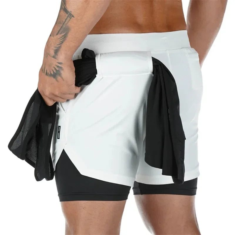 Pantalones Cortos Deportivos Para Correr Para Hombre, 2 En 1, De Doble Cubierta, Con Bolsillos, Para Verano, 2023