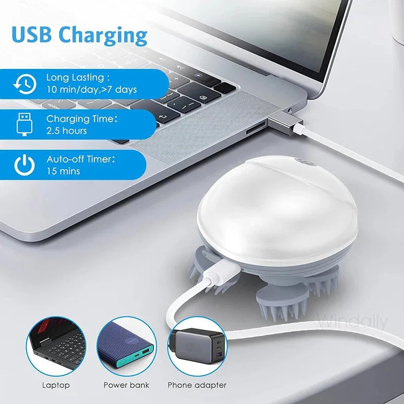 Masajeador eléctrico de cabeza para cuero cabelludo, dispositivo vibratorio para amasar, cuidado de la salud, hombro, cuello, pierna, brazo, masaje de tejido profundo, masajeador para mascotas y gatos