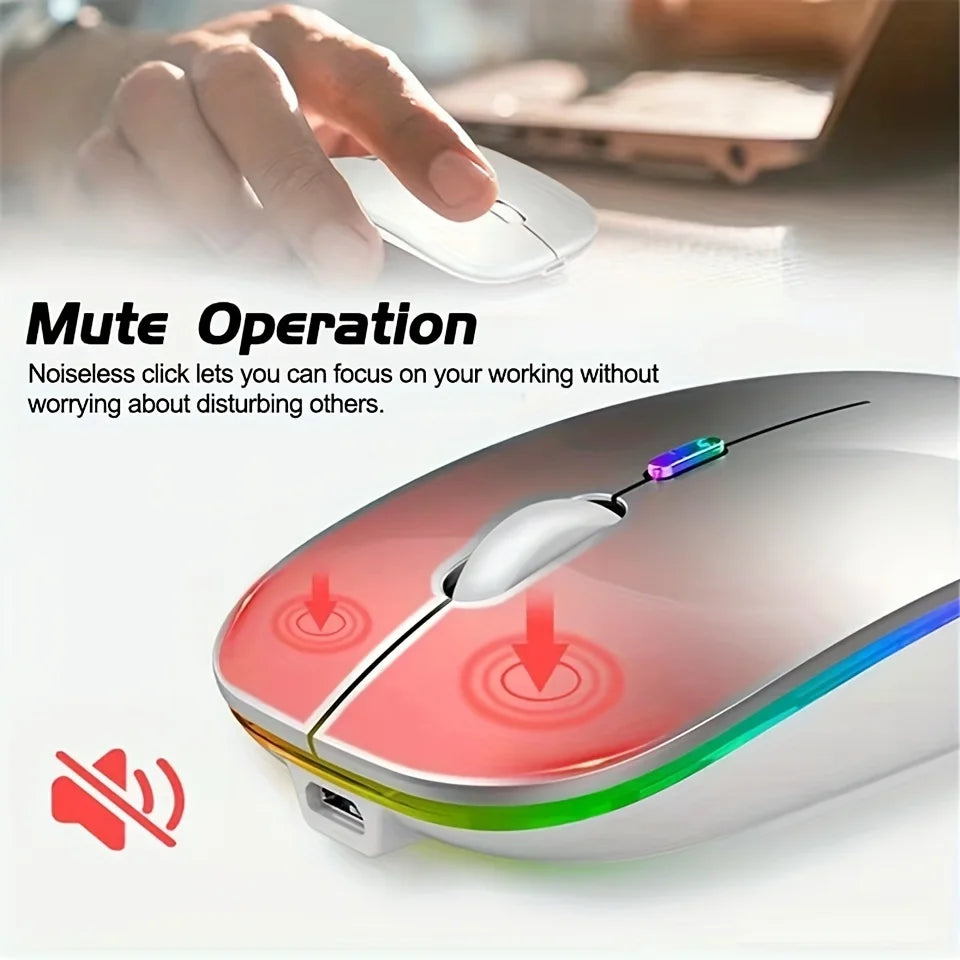 Ratón inalámbrico RGB recargable USB 2,4 GHz Bluetooth ratón inalámbrico ordenador Mause retroiluminado con LED ratón ergonómico para juegos para ordenadores portátiles