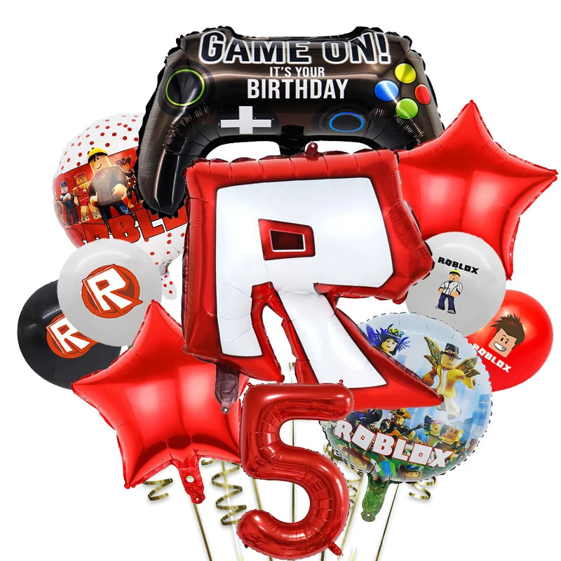 Roblox-Juego de decoración para fiesta de cumpleaños, vajilla de juego, bolsa de regalo, mantel, globo, adorno para pastel, telón de fondo, suministros para fiesta Baby Showe Roblox