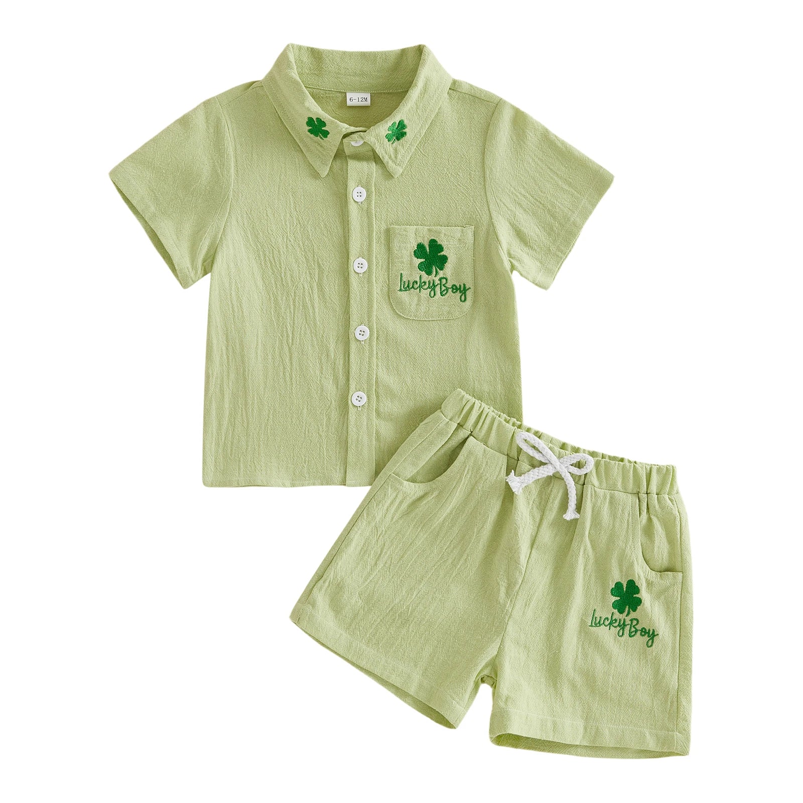 Conjunto de pantalones cortos para niños, camisa de manga corta con letras bordadas y pantalones cortos, traje de verano para vacaciones