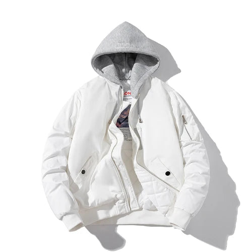 Chaqueta Bomber para hombre y mujer, chaqueta de piloto lisa de otoño e invierno, abrigo de béisbol con capucha Vintage a la moda, cortavientos informal, rojo, rosa, Borgoña