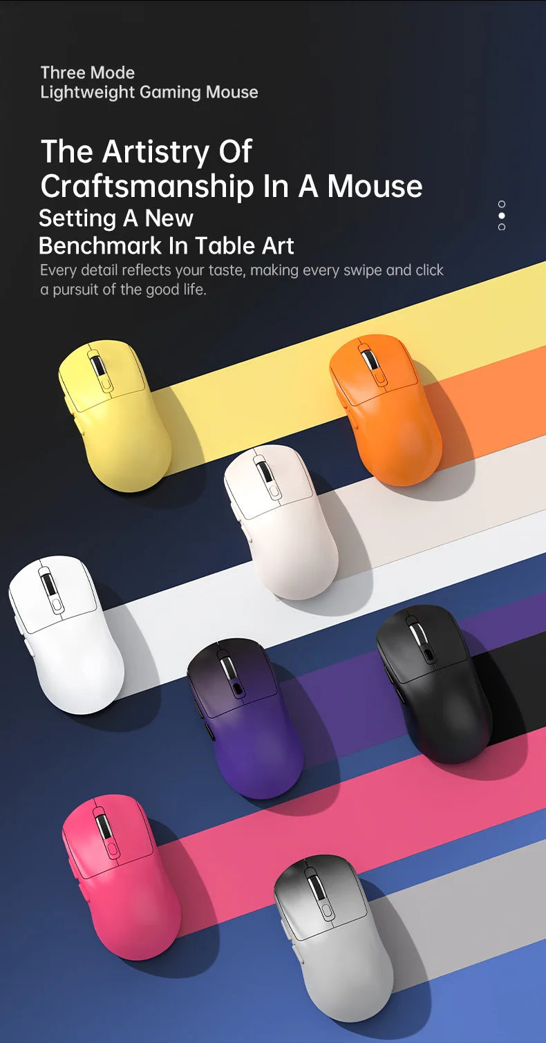 Ratón ligero inalámbrico Bluetooth/2,4G/ratón trimodo con cable ratón ajustable de 8000 DPI ratones silenciosos recargables para juegos de oficina