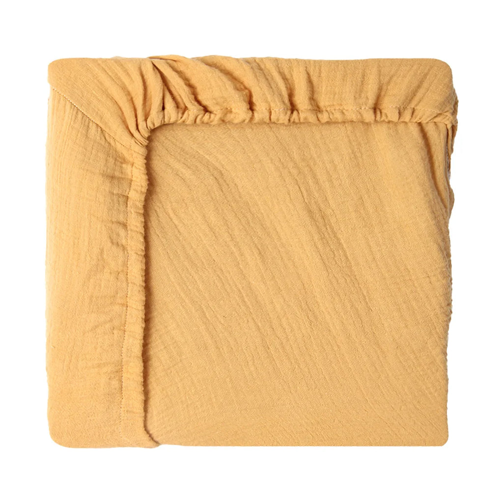 Sábana ajustable para cuna de muselina arrugada de algodón 100% para bebé, suave, transpirable, Color sólido, funda de colchón para cuna de bebé, ropa de cama