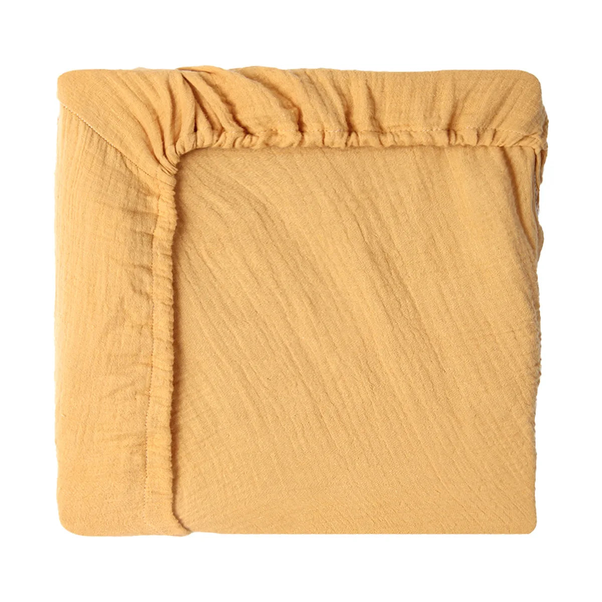 Sábana ajustable para cuna de muselina arrugada de algodón 100% para bebé, suave, transpirable, Color sólido, funda de colchón para cuna de bebé, ropa de cama