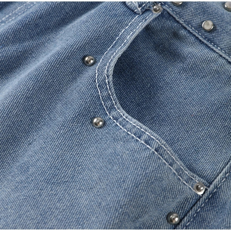 Pantalones vaqueros elegantes con decoración de perlas para mujer, pantalones de pierna ancha de cintura alta, ropa de calle nueva de moda, pantalones de lujo 2025